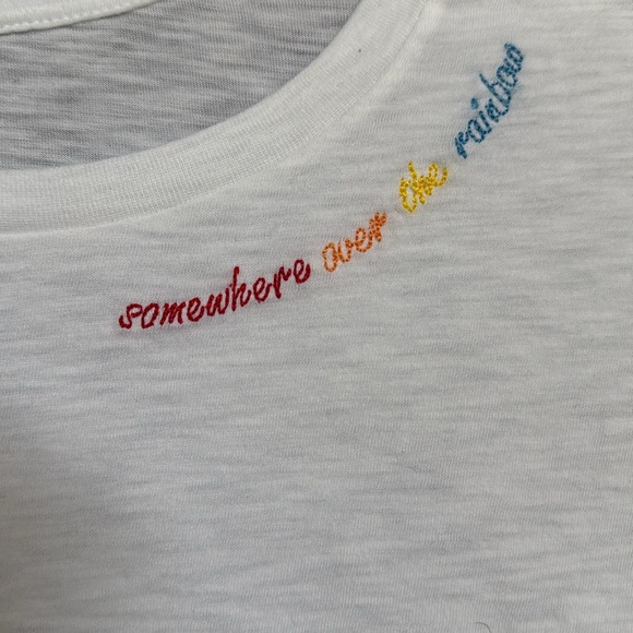 🌈 Somewhere Over The Rainbow slub embroidered graphic tee pima cotton XL NEW - Picture 1 of 6